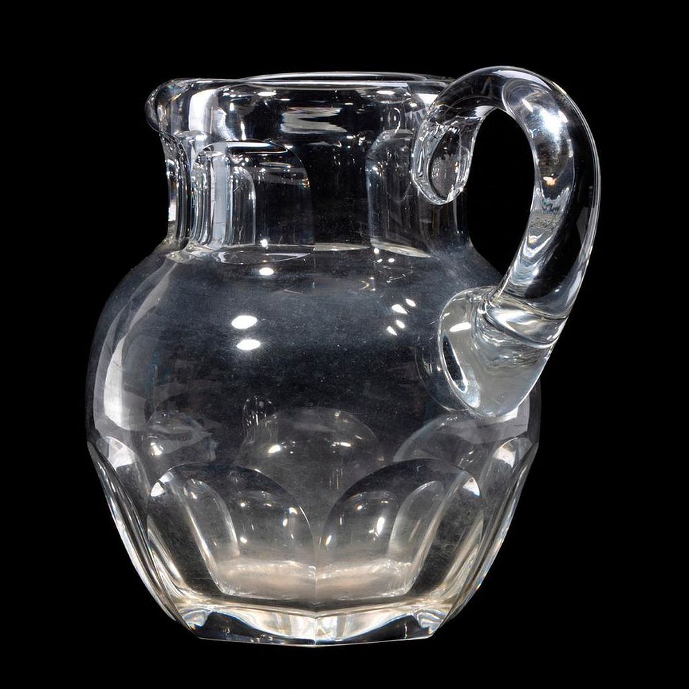 Appraisal: Baccarat Glass Pitcher Formed with lobed neck and base Baccarat