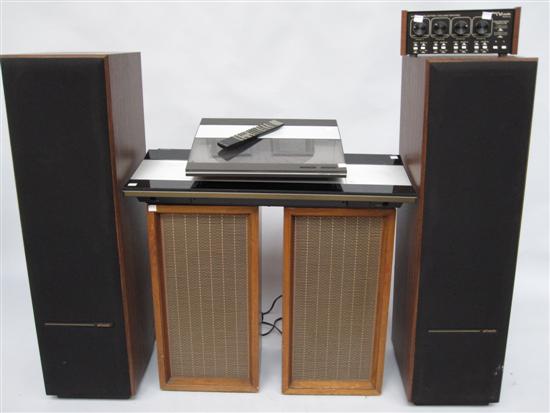 Appraisal: BANG AND OLUFSEN STEREO SYSTEM WITH TALL SPEAKERS With radio