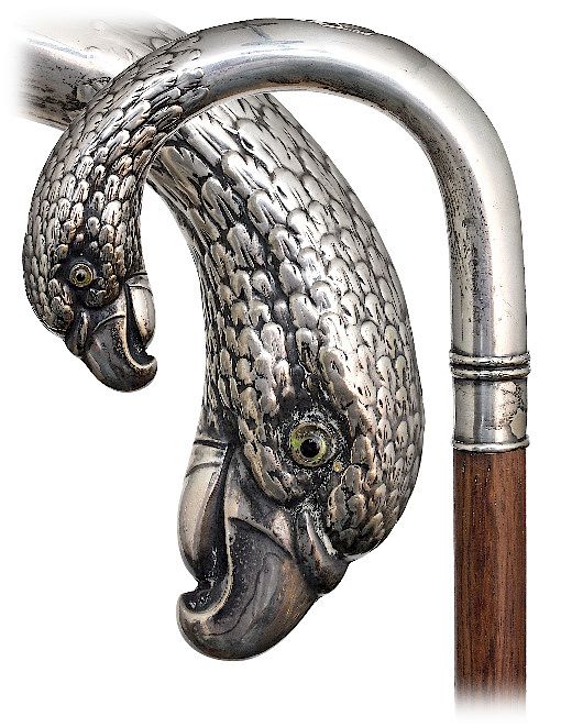 Appraisal: Silver Plated Figural Cane -Ca -Large silver plated ALPACCA crook