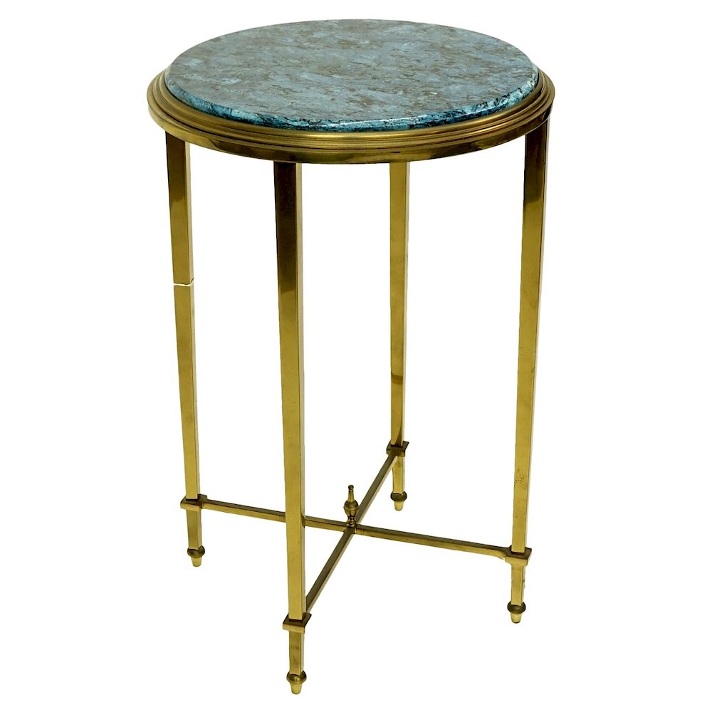 Appraisal: Vintage Brass and Granite Side Table Vintage Brass and Granite