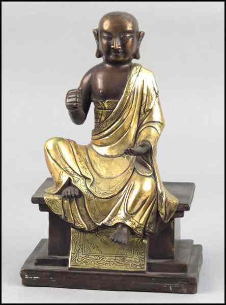 Appraisal: PARCEL GILT BRONZE SEATED FIGURE H '' W '' D