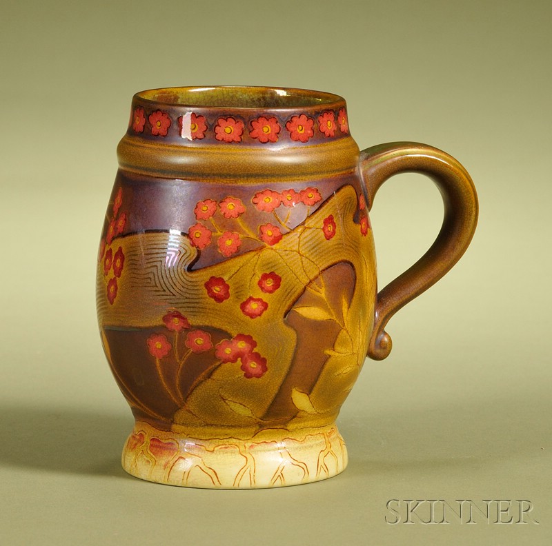 Appraisal: Zsolnay Iridescent Pottery Mug Hungary late th century art nouveau