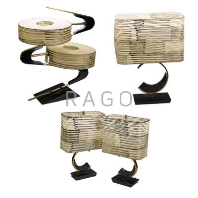 Appraisal: s LIGHTING Four piece suite USA Brass ebonized wood fiber