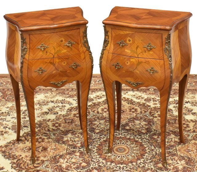 Appraisal: pair French Louis XV style nightstands th c in matched