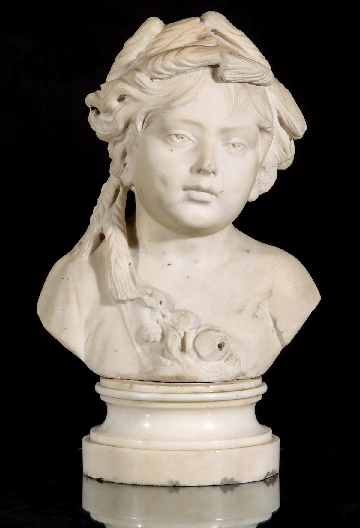 Appraisal: A TH C ITALIAN SCHOOL BUST SIGNED MARCHETTIThe sculpted marble