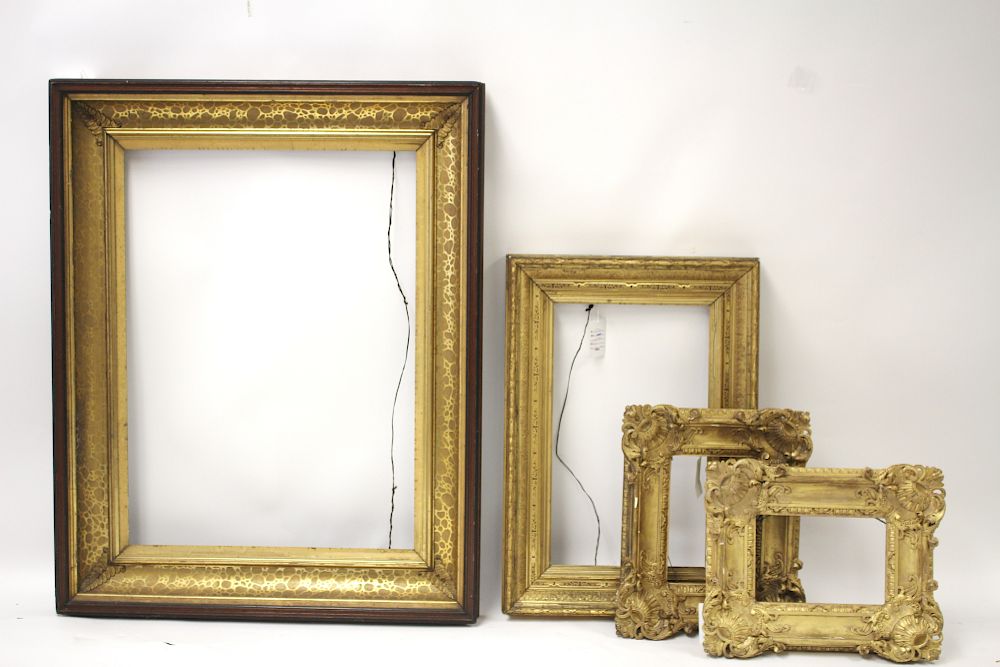 Appraisal: Victorian Giltwood Gesso Frames One partially in walnut Largest H