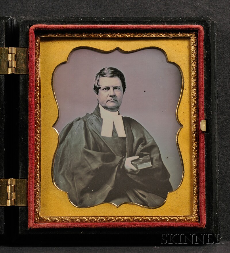 Appraisal: Sixth Plate Daguerreotype Portrait of a Seated Minister in a