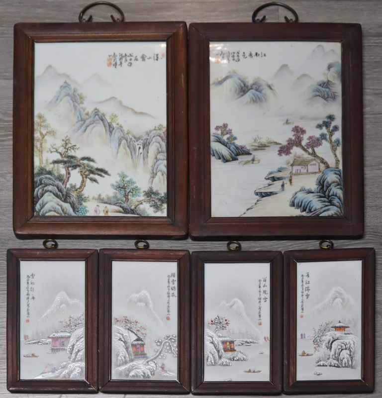 Appraisal: SIGNED CHINESE ENAMEL DECORATED PLAQUES Includes signed Chinese enamel decorated