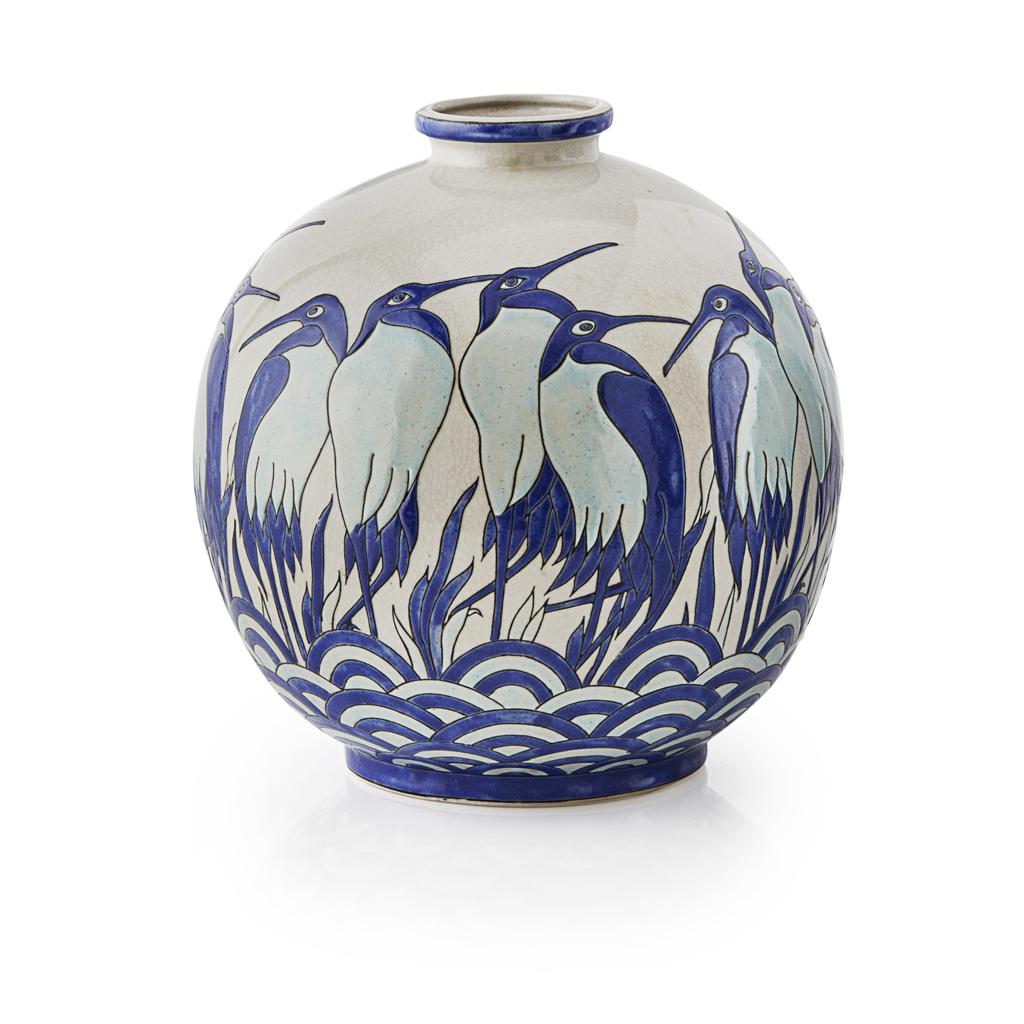 Appraisal: KERALOUVE BELGIUM OVOID VASE CONTEMPORARY decorated in the Art Deco