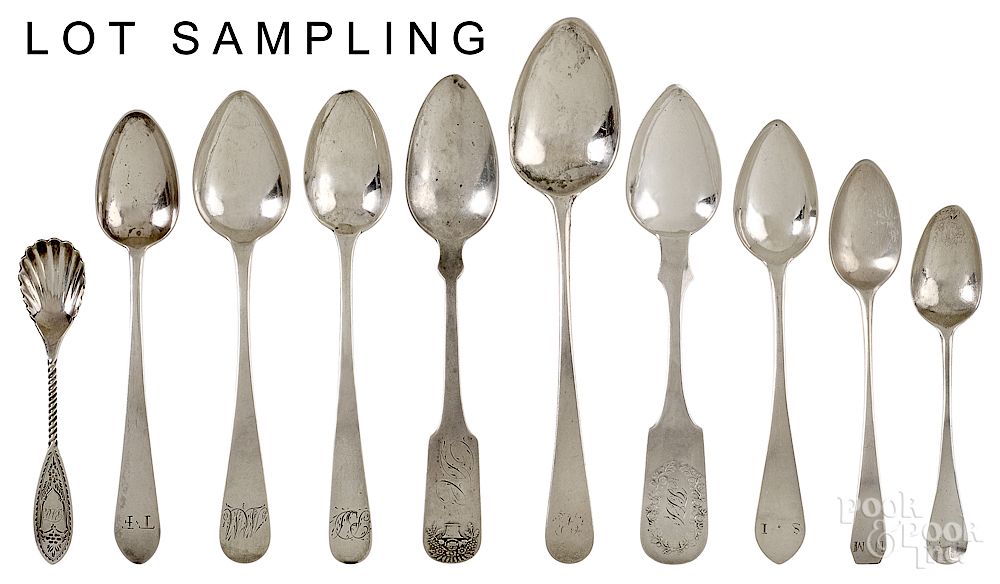 Appraisal: Large collection of American coin silver spoons Large collection of