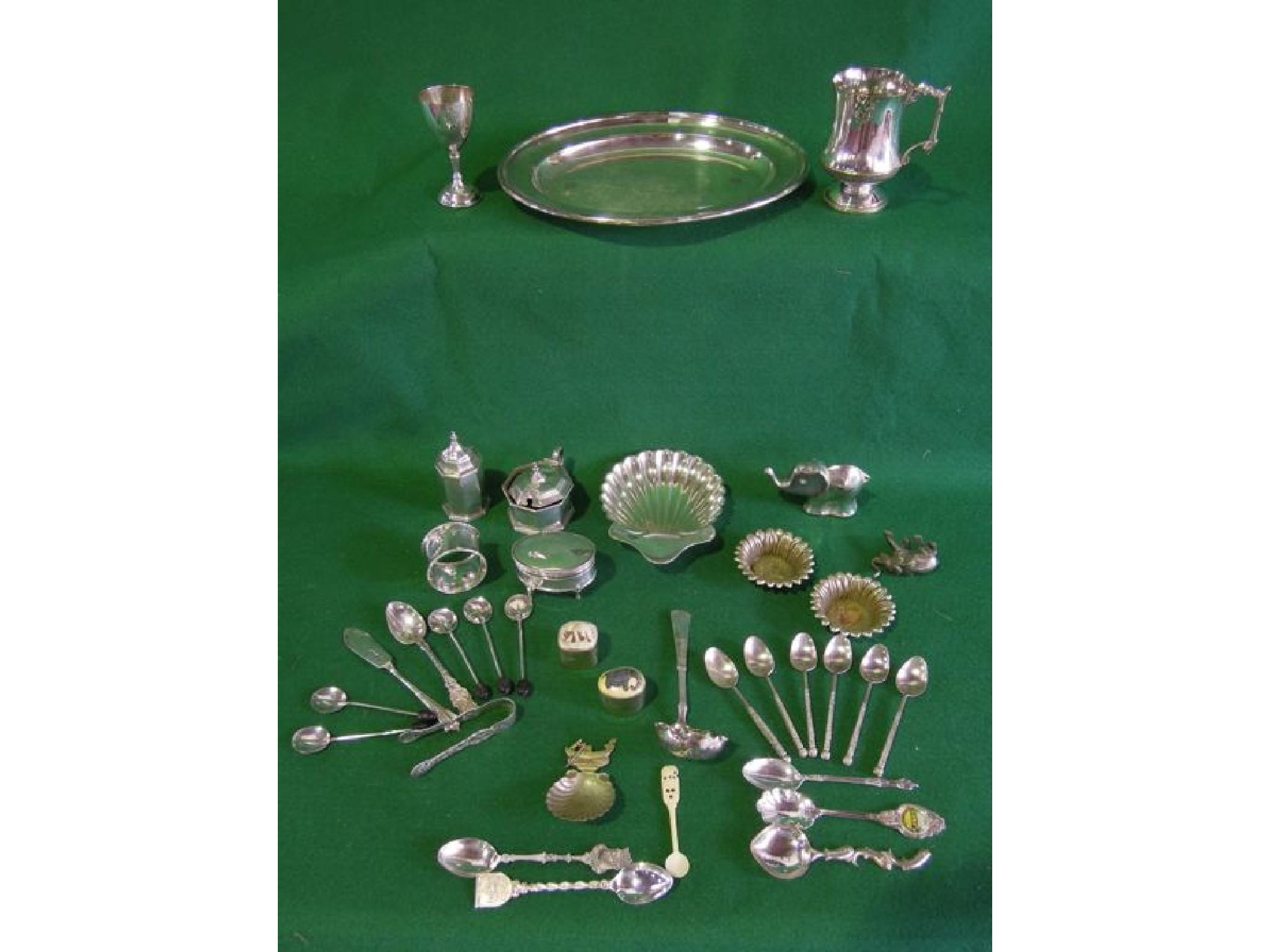 Appraisal: A collection of silver items including a butter dish ring