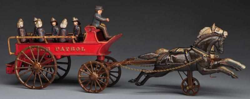 Appraisal: Cast Iron Ives Fire Patrol Horse-Drawn Toy Description American Circa