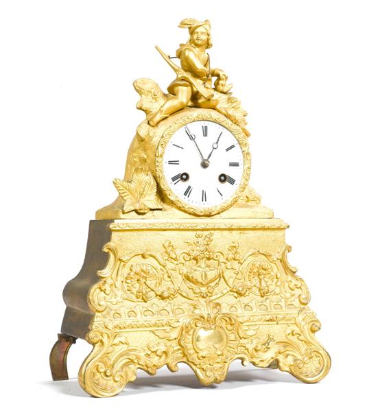 Appraisal: MANTLE CLOCK Louis Philippe France Gilded bronze and brass Parisian