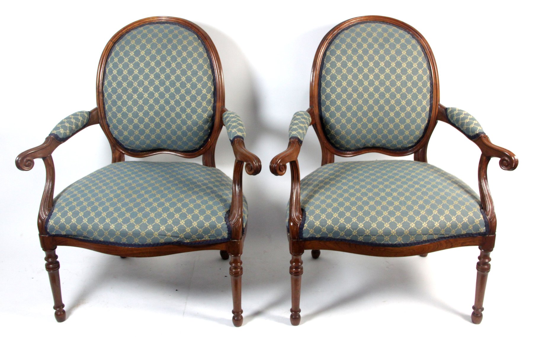 Appraisal: A pair of th Century style armchairs the upholstered backs