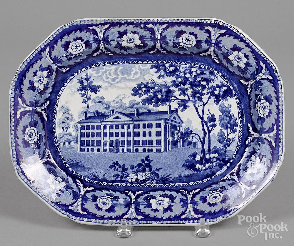 Appraisal: Historical blue Staffordshire platter Historical blue Staffordshire Deaf Dumb Asylum