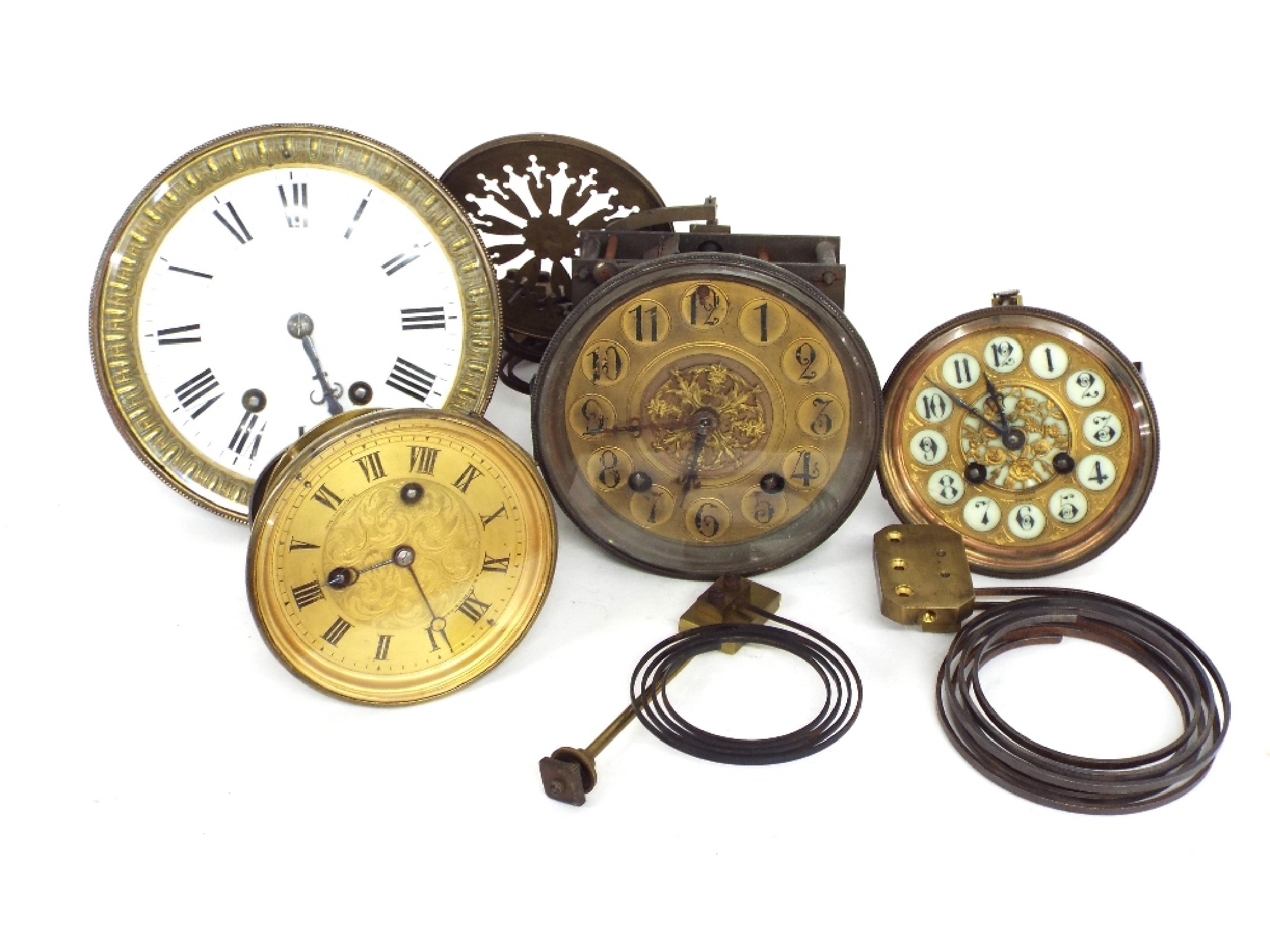 Appraisal: Four various two train mantel clock movements all with dials