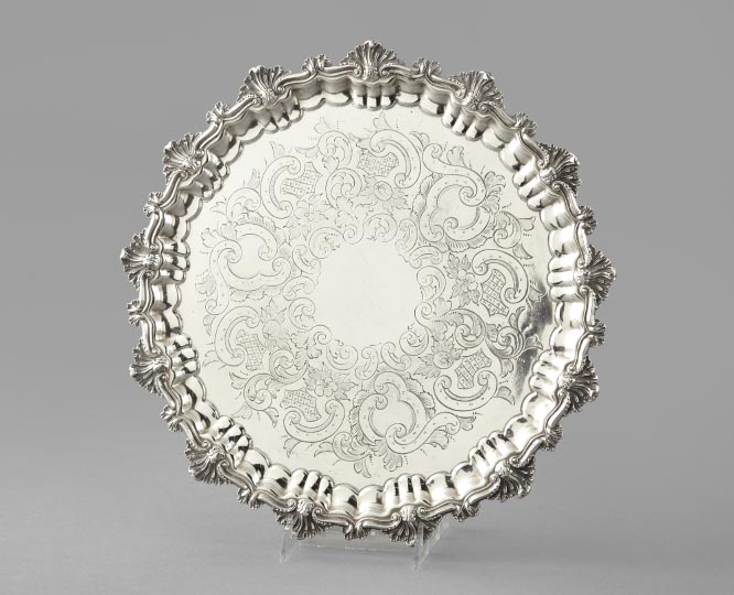 Appraisal: Attractive Ellis-Barker Silverplate Circular Tray in Shell and Scroll decor