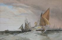 Appraisal: Henry Bright English - Fleet of Boats Watercolor on paper