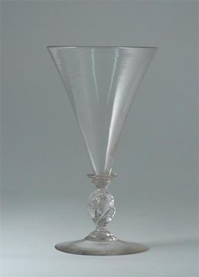 Appraisal: A wine glass with a conical bowl above a flattened