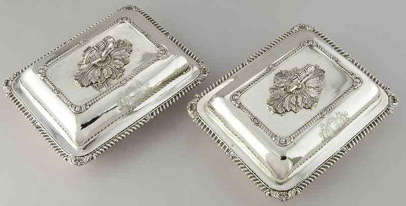 Appraisal: Pr George III silver covered entree dishespossibly by John Harris