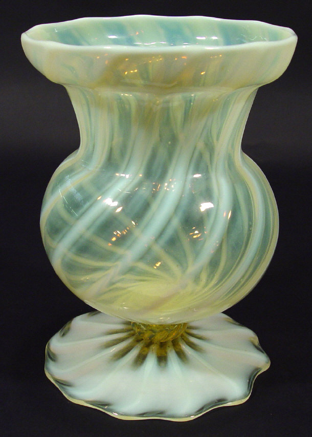 Appraisal: Victorian yellow vaseline fluted glass vase cm high