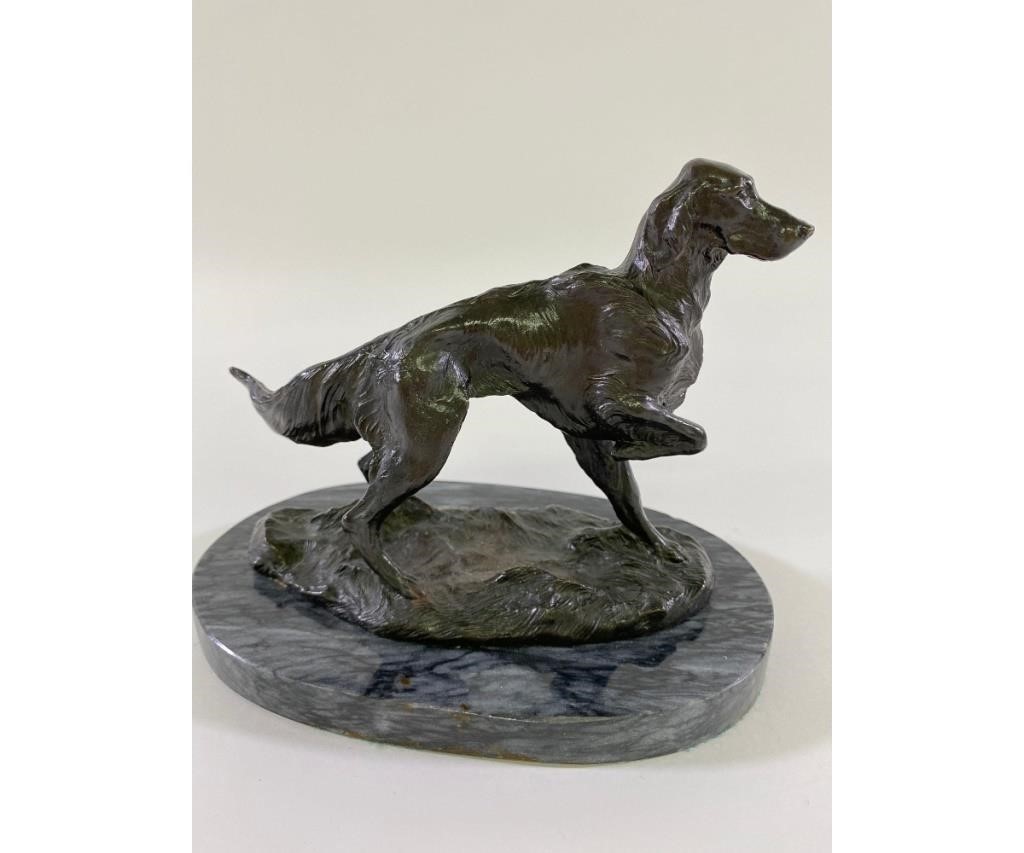 Appraisal: J Spouse bronze sculpture of a hunting dog mounted on