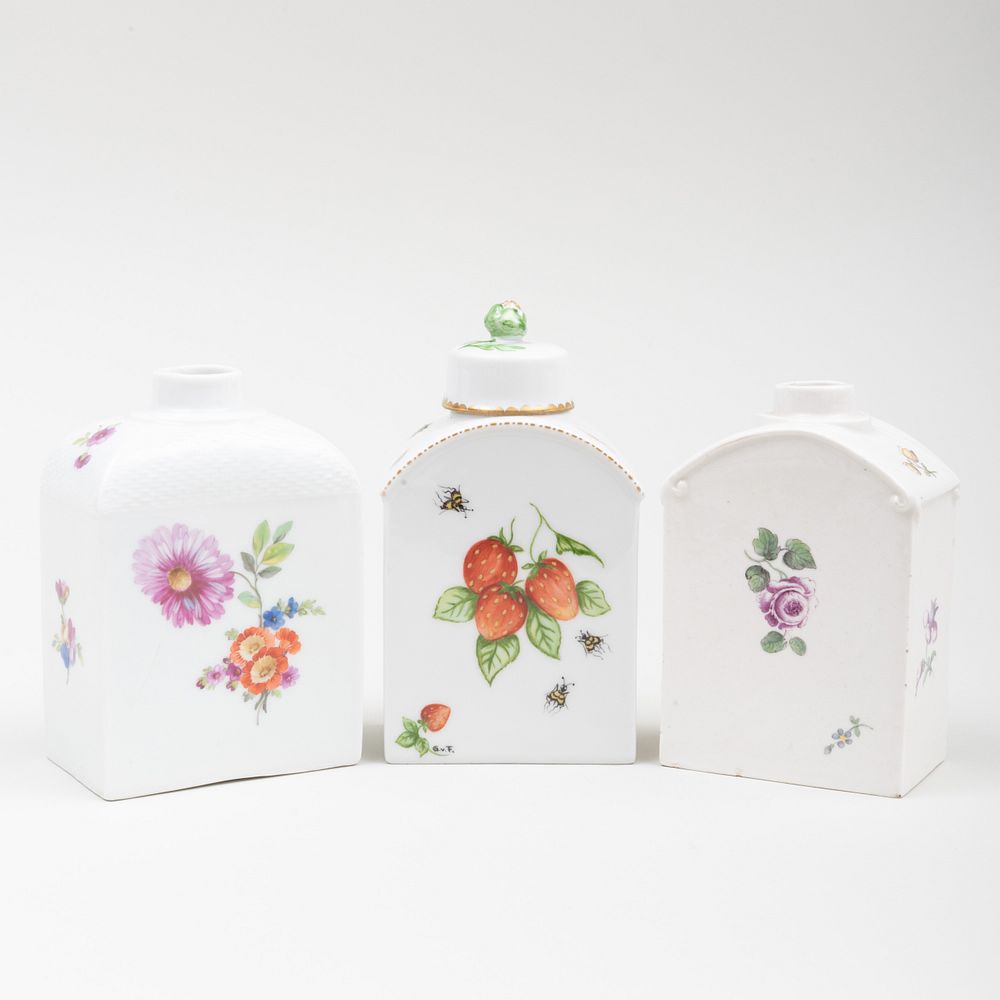 Appraisal: Three German Porcelain Tea Caddies Comprising A Royal Berlin tea