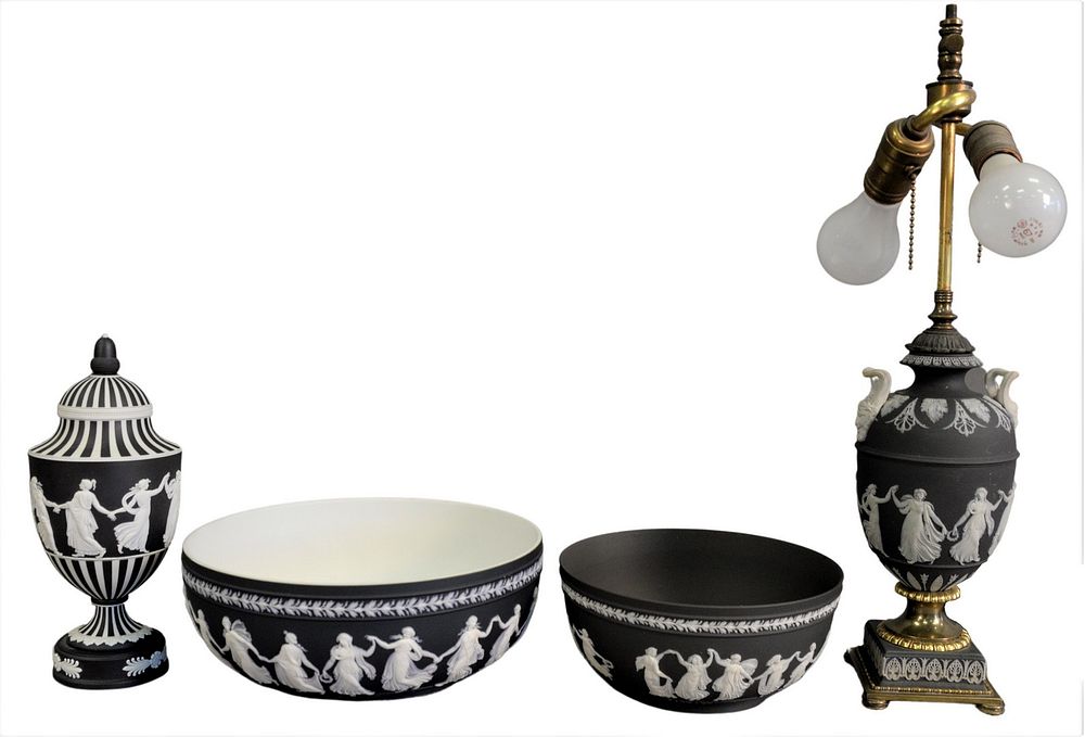 Appraisal: Four Piece Group of Wedgwood Jasperware to include black and