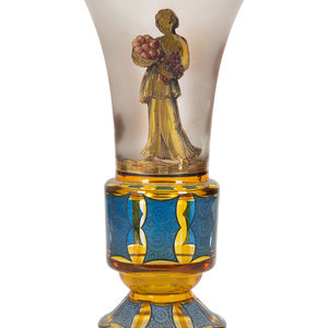 Appraisal: A Continental Polychromed and Gilt Decorated Glass Vase th Century