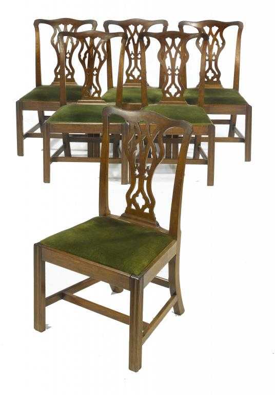 Appraisal: SIX ENGLISH MAHOGANY DINING CHAIRS the scratch moulded back with