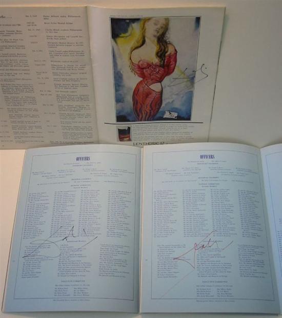 Appraisal: DALI SALVADOR Three concert programs each Signed Two copies of