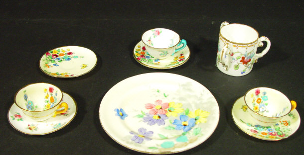 Appraisal: Selection of Crown Staffordshire miniature teacups and saucers a Coalport