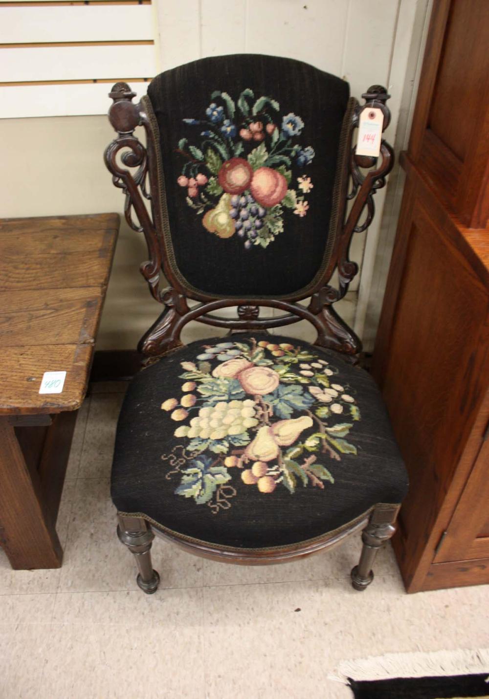 Appraisal: A VICTORIAN CARVED AND INLAID WALNUT TRIPLE SHIELD-BACK SOFA WITH