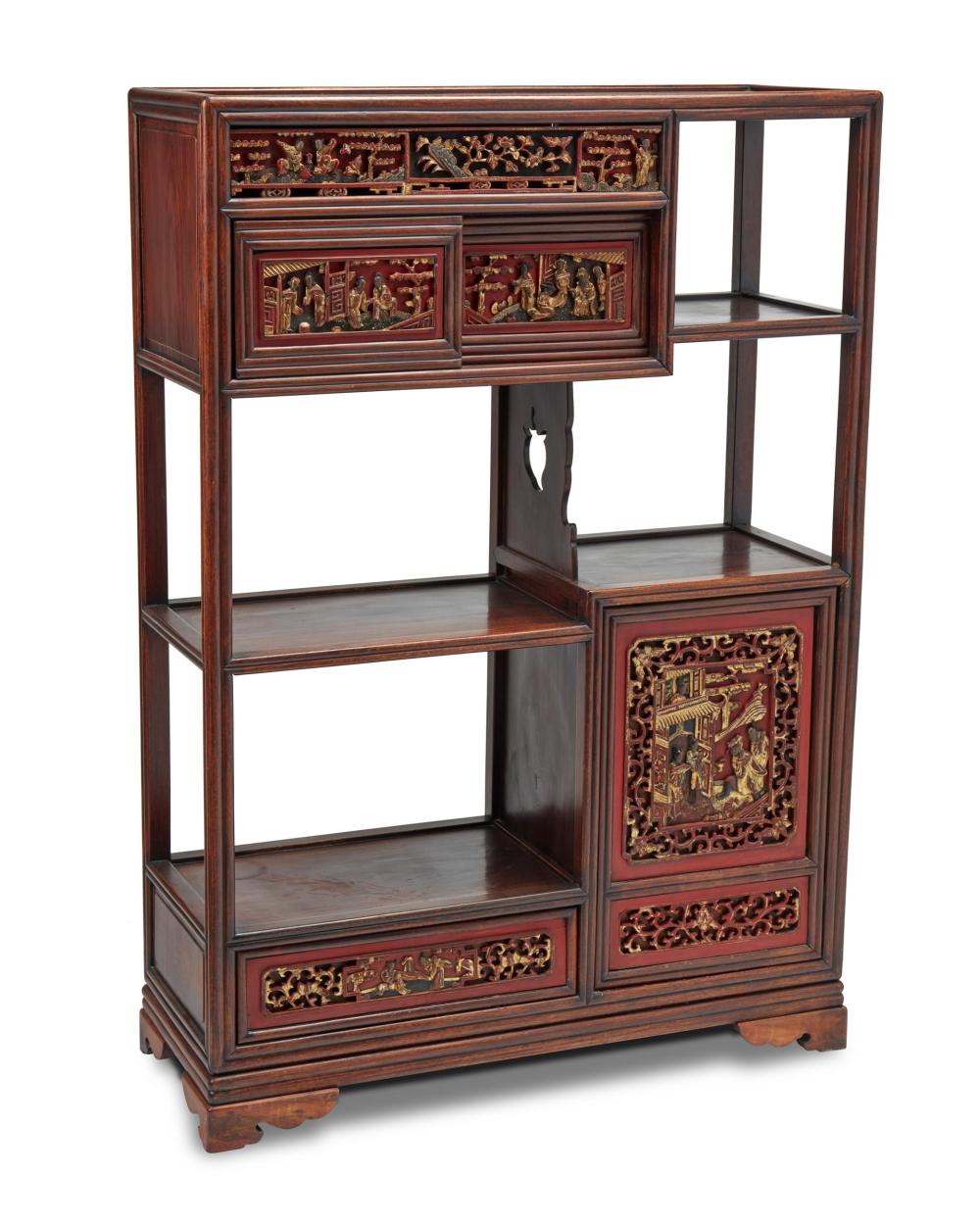 Appraisal: A CHINESE CARVED HARDWOOD CABINETA Chinese carved hardwood cabinet th