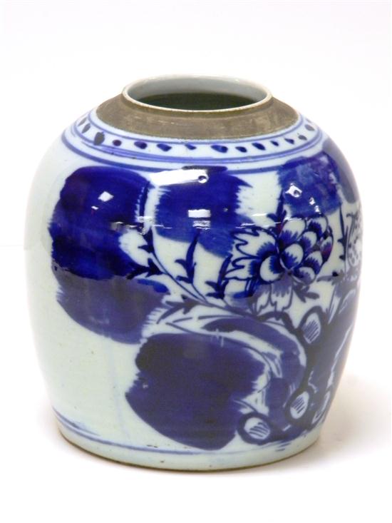 Appraisal: Chinese ginger jar large floral freehand motif missing lid ''