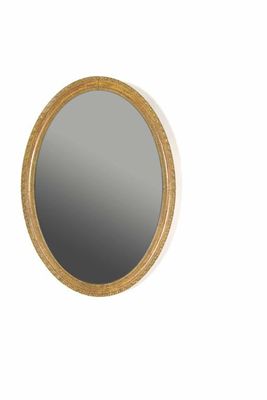 Appraisal: A giltwood wall mirror the oval plate to a beaded