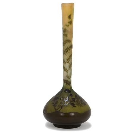 Appraisal: Galle Acid Etched Triple Cameo Glass Bud Vase Estimate -