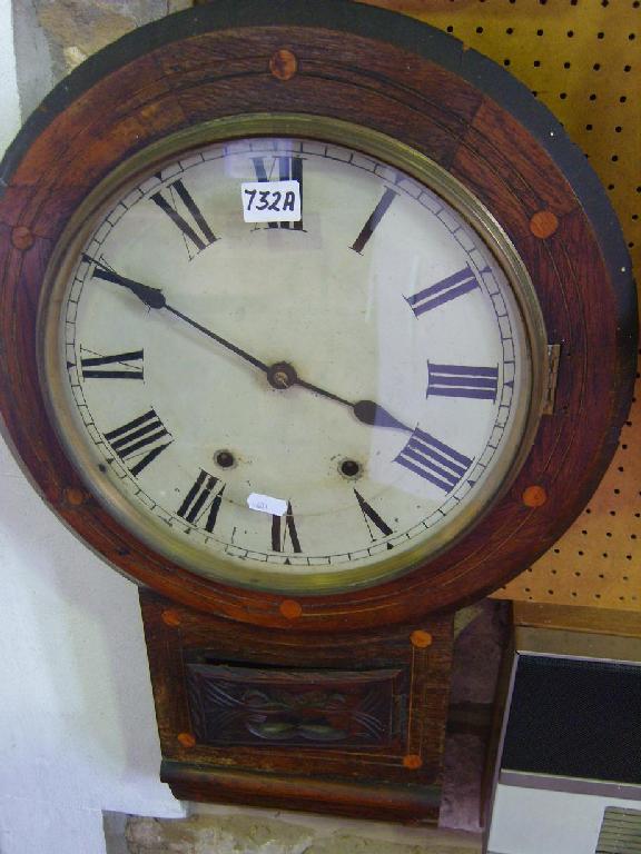 Appraisal: A late th century drop dial wall clock the walnut