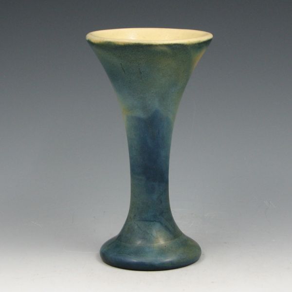 Appraisal: Peters Reed Lansun corset vase in yellow blue and green