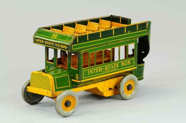 Appraisal: INTER-STATE BUS Strauss lithographed tin done in green and orange