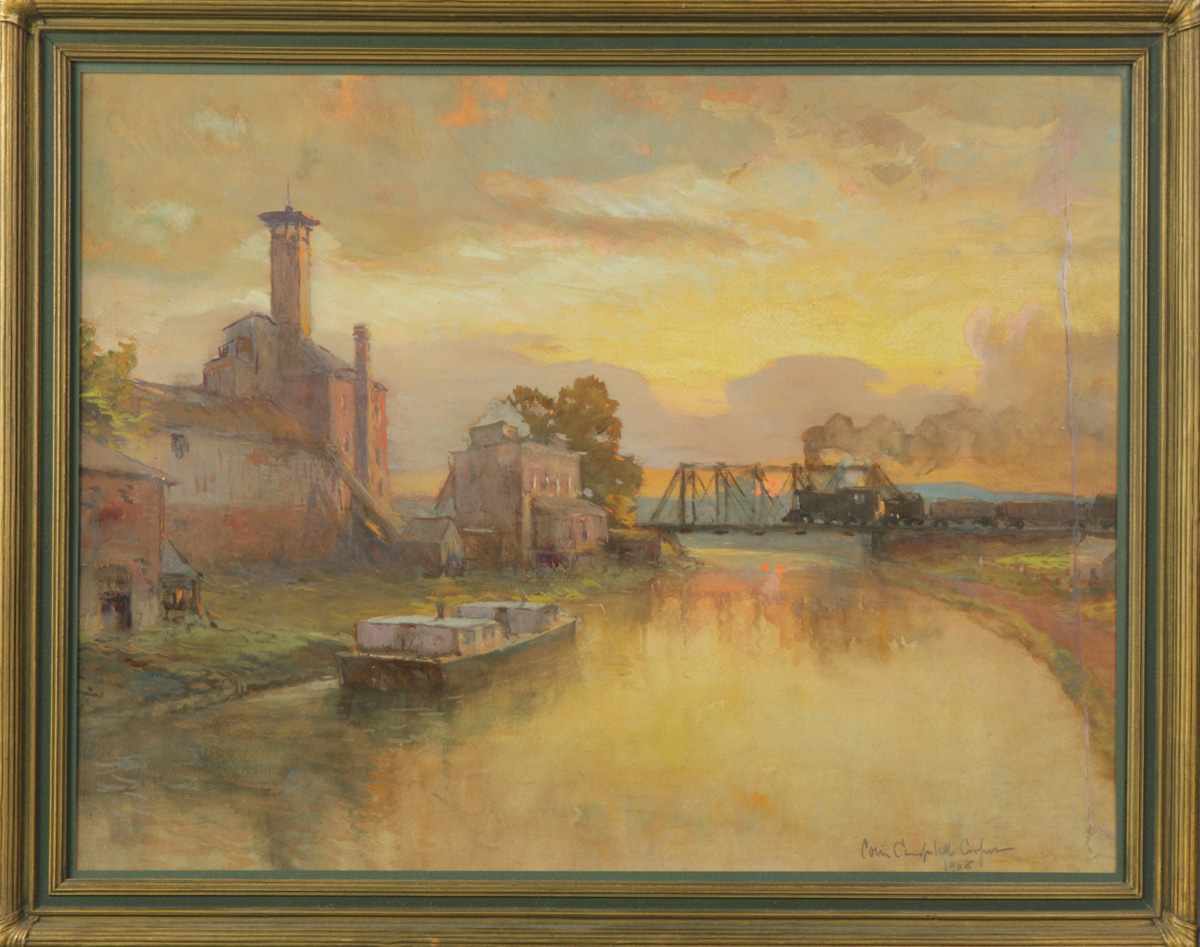 Appraisal: Collin Campbell Cooper American - Canal scene w train Sgn