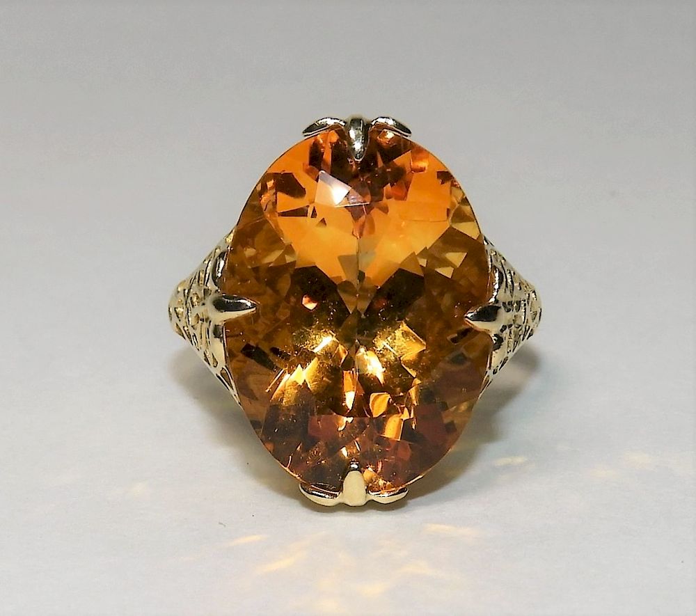 Appraisal: K Yellow Gold Large Oval Citrine Ring Contemporary Large oval