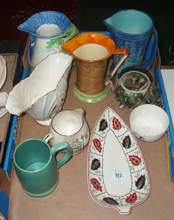 Appraisal: A Tray Of Pottery Consisting Of Keith Murry Green Mug