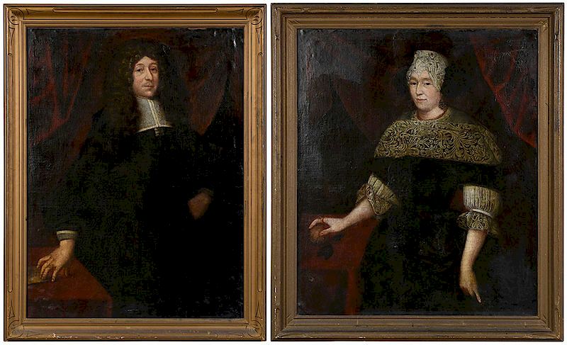 Appraisal: Dutch School th century A pair of portraits Lady in