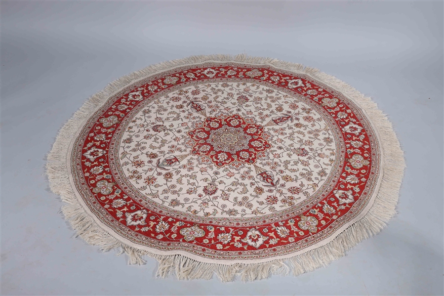 Appraisal: Chinese silk rug with floral pattern D approx