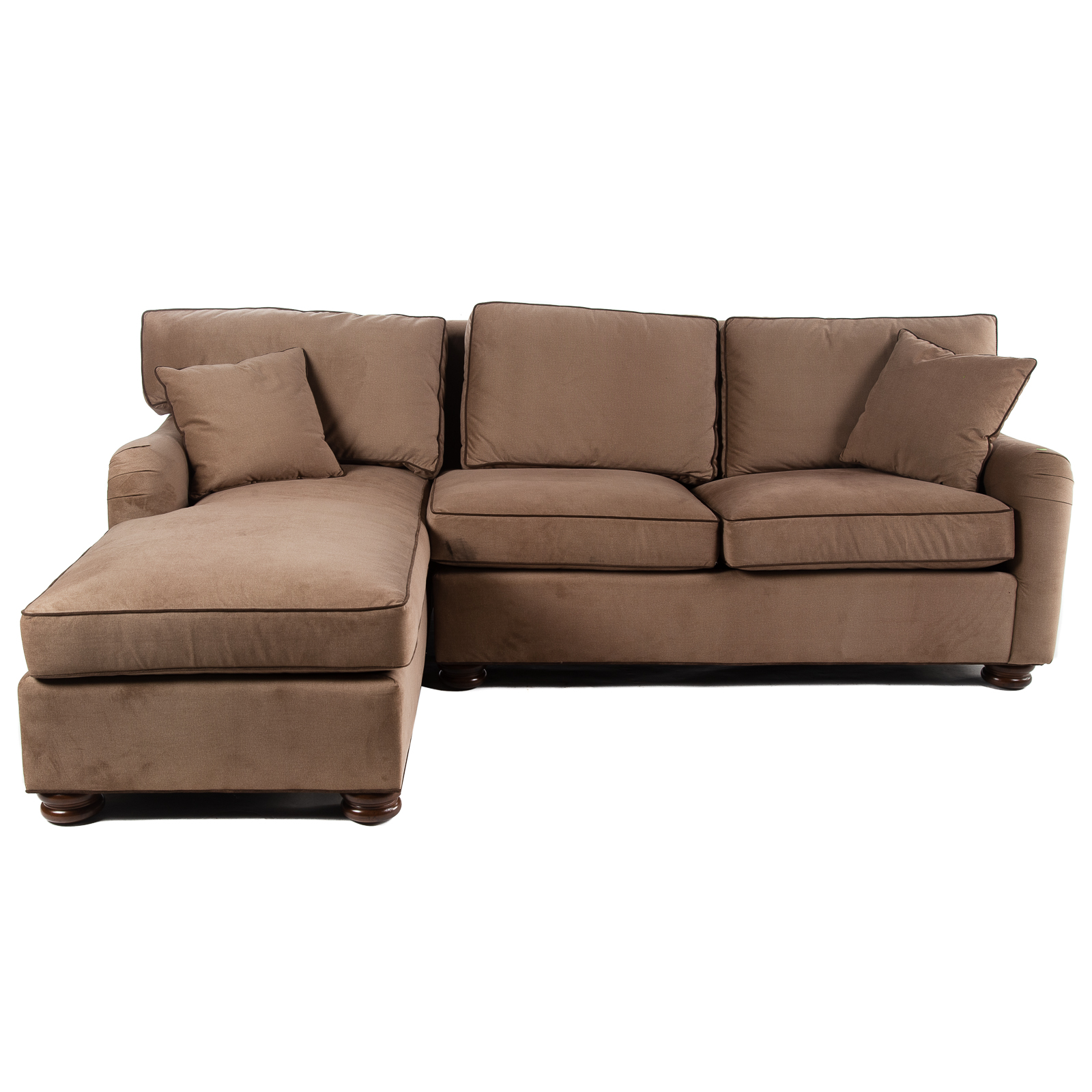 Appraisal: EMERSON BENTLEY UPHOLSTERED SOFA WITH CHAISE st century two-piece upholstered