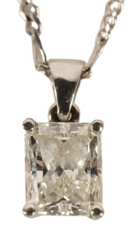 Appraisal: Estate kt white gold pendant set with a cut-cornered rectangular