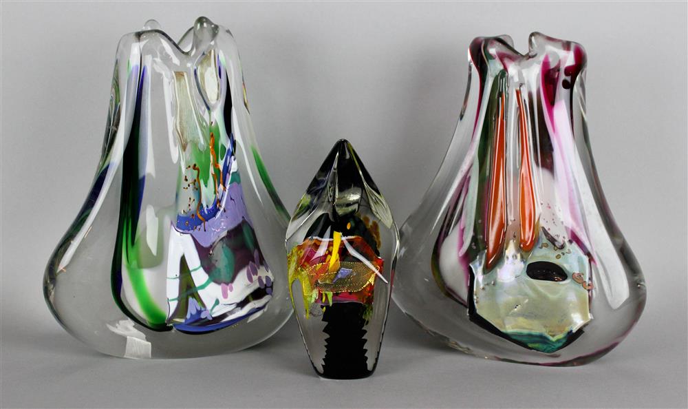 Appraisal: THREE GLASS SCULPTURES INCLUDING TWO BY VERNON BREJCHA to include