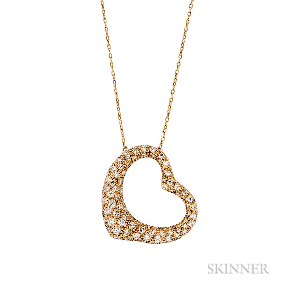 Appraisal: kt Gold and Diamond Open Heart Pendant Elsa Peretti Tiffany