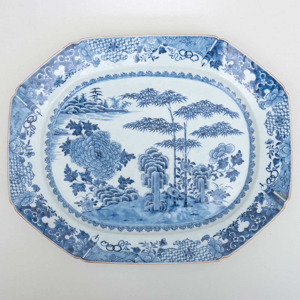 Appraisal: Chinese Export Blue and White Porcelain Platter in wide Condition